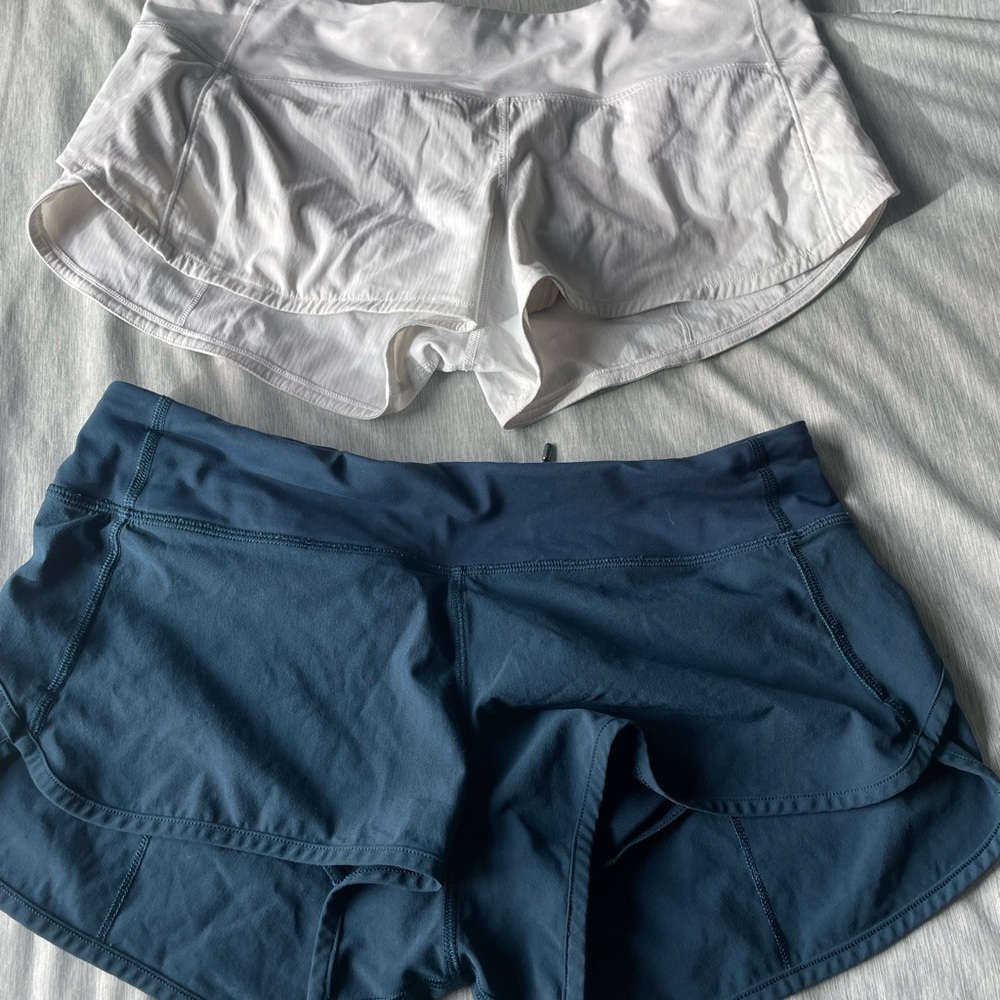 Women's White and Blue Shorts